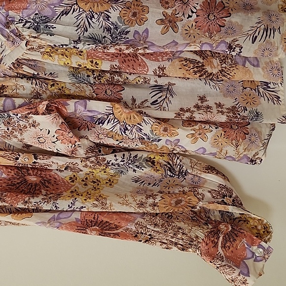 Anthropologie Karlie Floral  Puff Sleeve BOHO Pleat Top Pastel Size Small - Picture 13 of 16